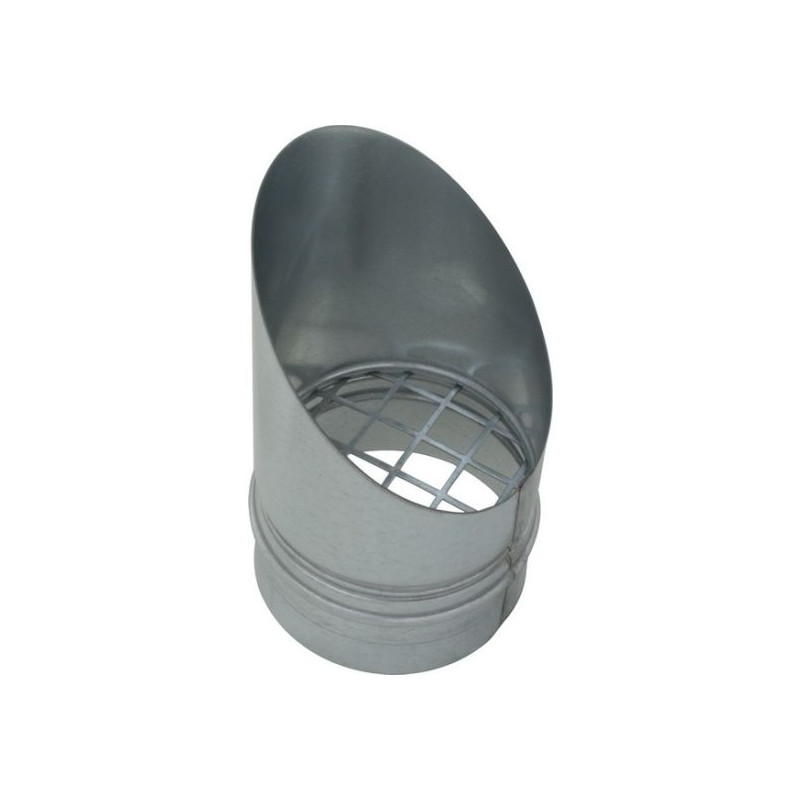 TERMINALE DRITTO IN LAMIERA ZINCATA CON RETE D.200 MM