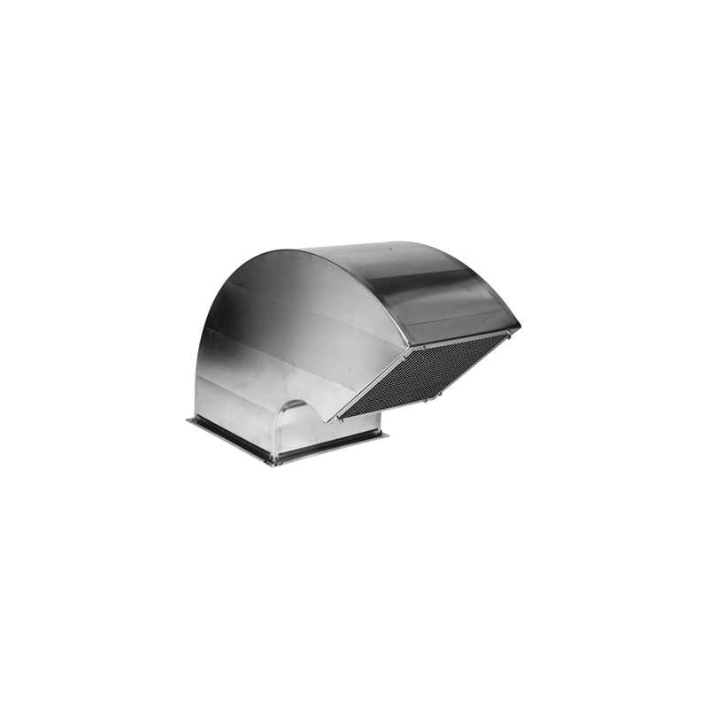 TERMINALE CURVO 135° CON RETE IN LAMIERA ZINCATA SEZIONE 50X50 CM