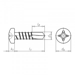 VITE AUTOFORANTE TESTA CILINDRICA BOMBATA IN ACCIAIO ZINCATO 3,5X9,5 MM